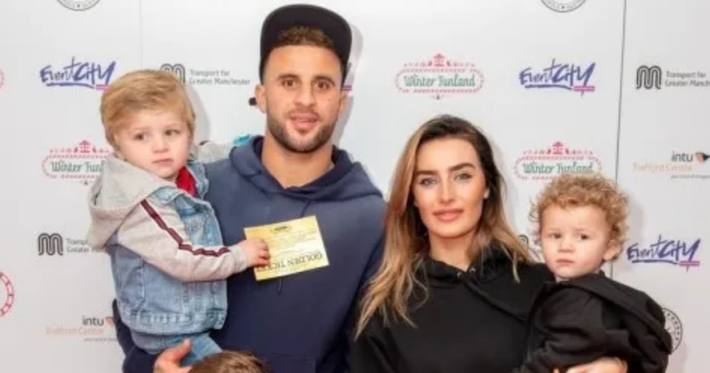 Kyle Walker with his sons and wife Annie Kilner