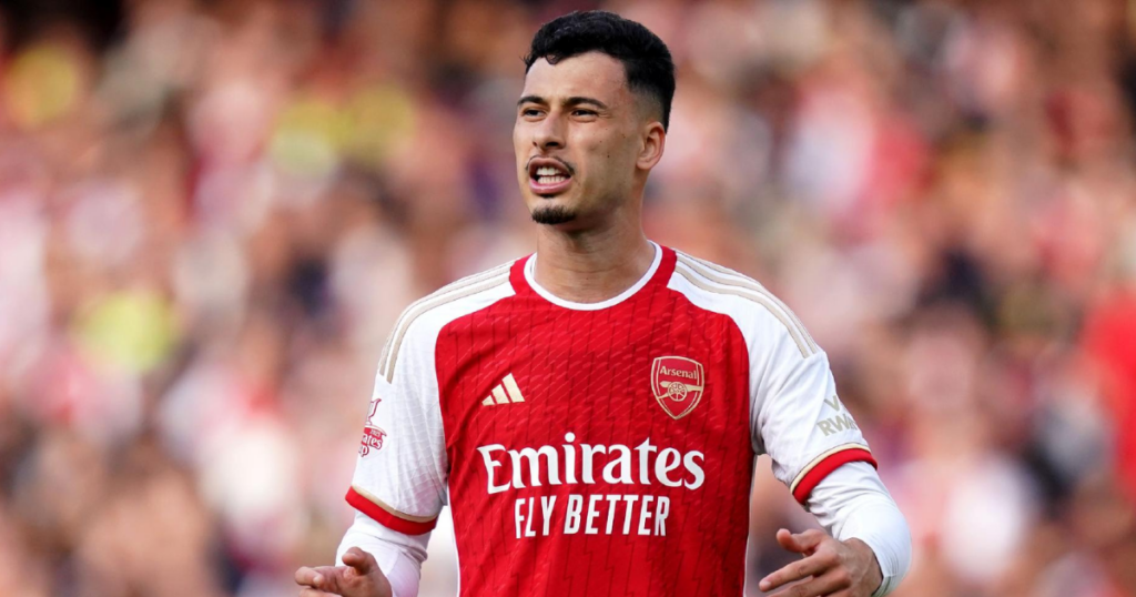 Gabriel Martinelli plays for Arsenal in Premier League season 2023-24