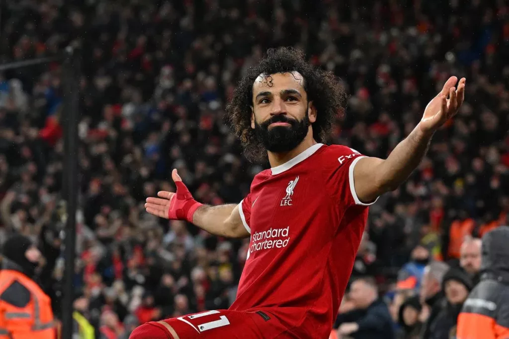 Mohamed Salah celebrating a goal