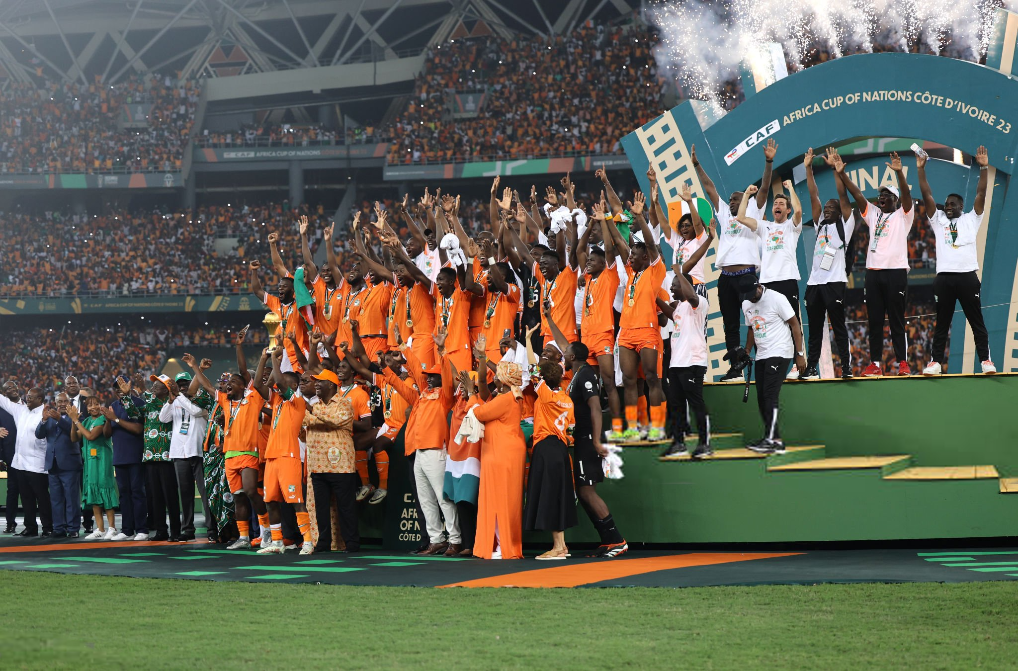 Ivory Coast celebrating their AFCON title win