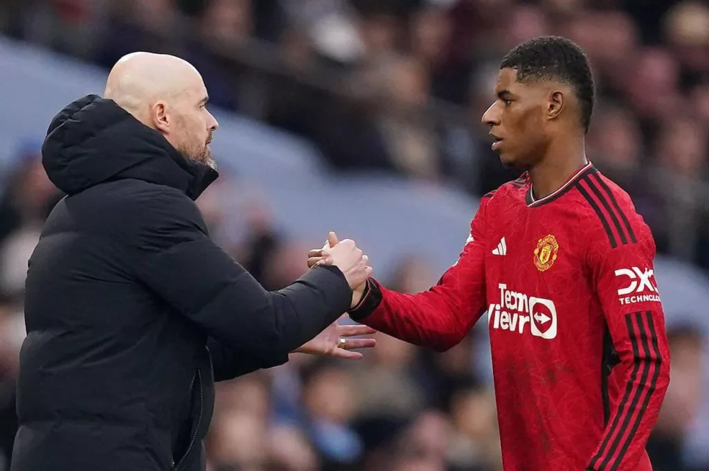 Marcus Rashford with Erik ten Hag