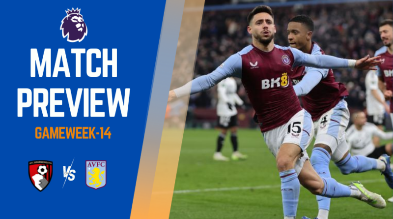 16th placed Bournemouth entertain 4th placed Aston Villa as hosts at the Vitality Stadium this Sunday, 3rd December 2023 afternoon, 14:00 kick-off