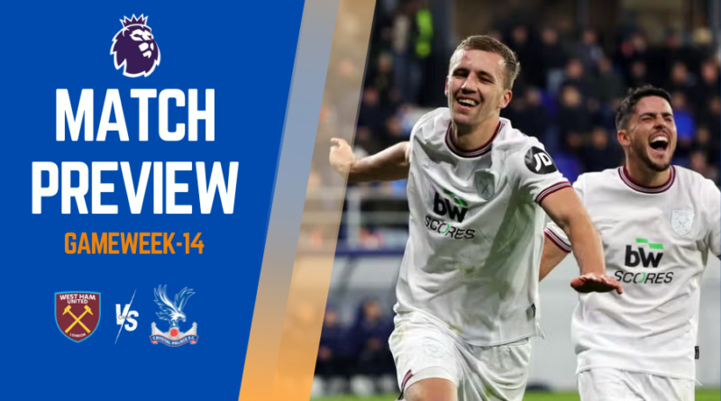 9th placed West Ham United is going head to head against 13th placed Crystal Palace at the London Stadium this Sunday, 3rd December, 2023