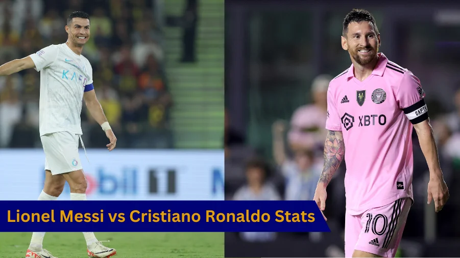 comparing Lionel Messi and Cristiano Ronaldo's statistics in terms of appearances, goals, and assists ahead of the Al Nassr vs. Inter Miami clash.