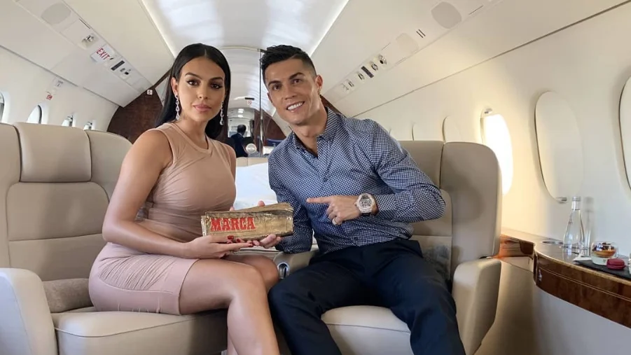 Cristiano Ronaldo on his private jet