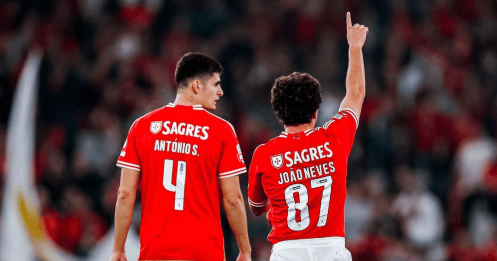 An emotional Joao Neves for Benfica