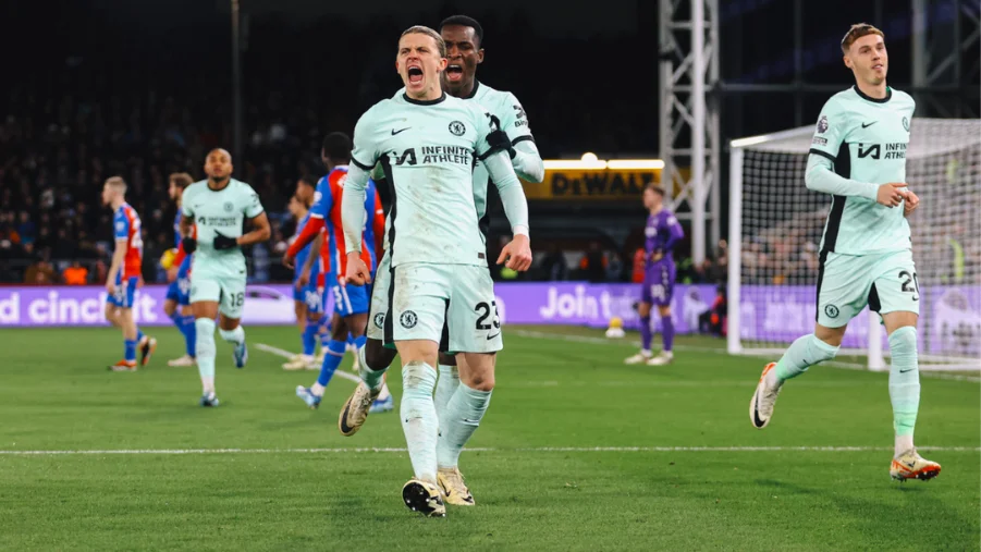 Conor Gallagher reacts to after covering unprecedented distance during Crystal Palace win