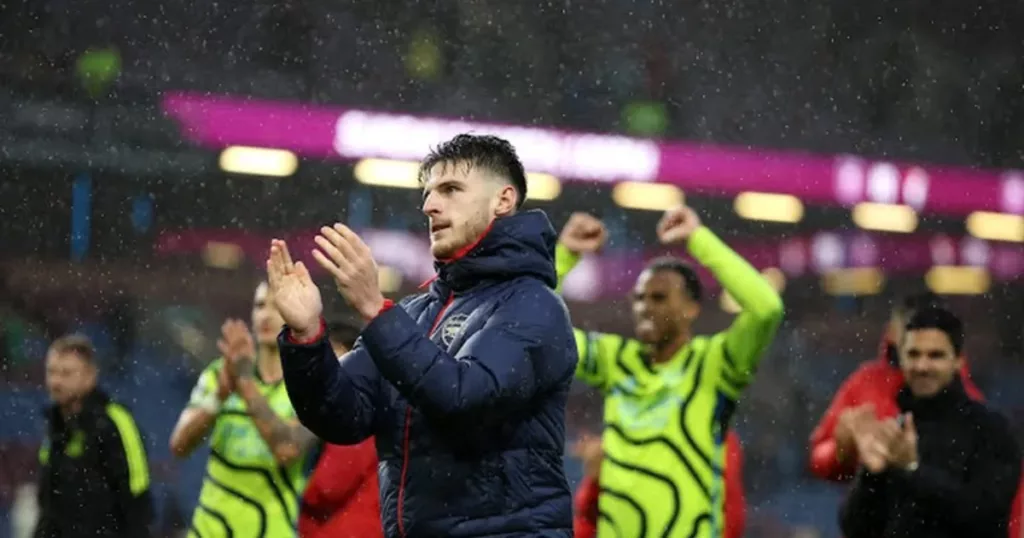 Rice celebrates with Arsenal
(Credits: Getty)