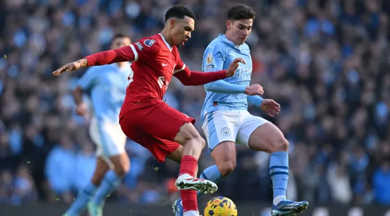 Liverpool and Man City in action