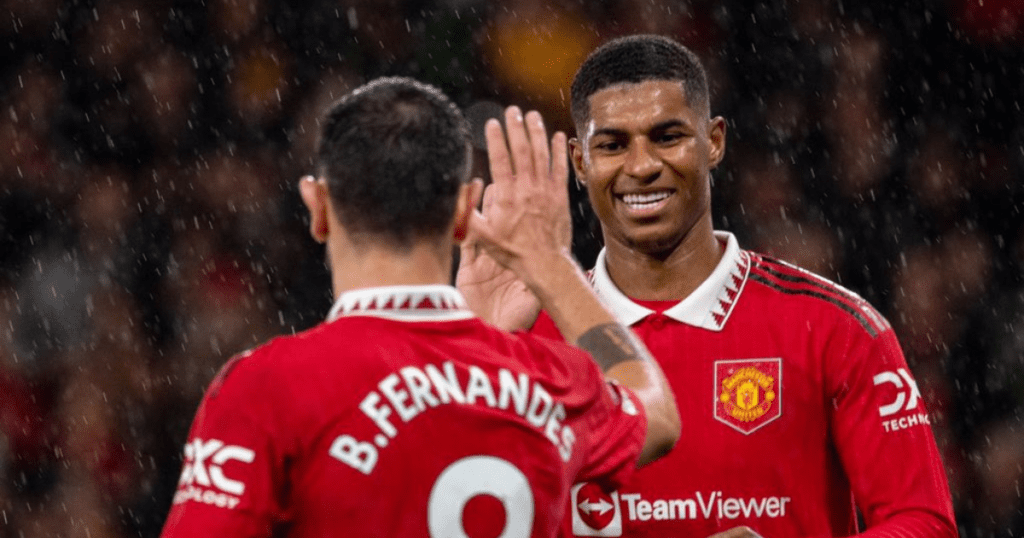 Bruno Fernandes, Marcus Rashford for Manchester United (Credit: Getty)