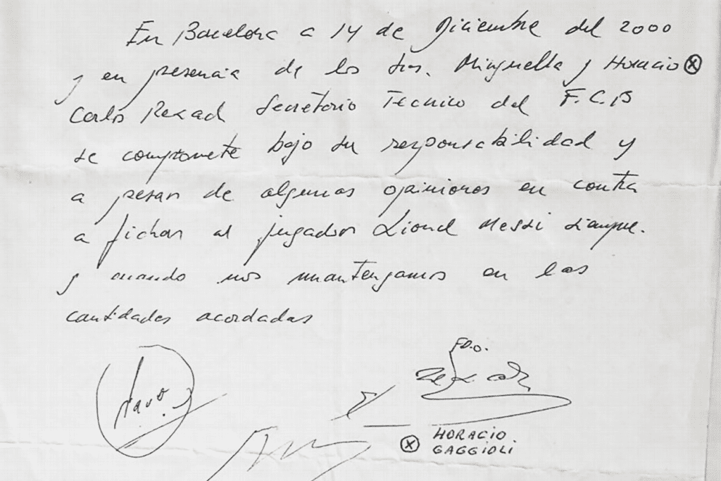 Lionel Messi Napkin Contract