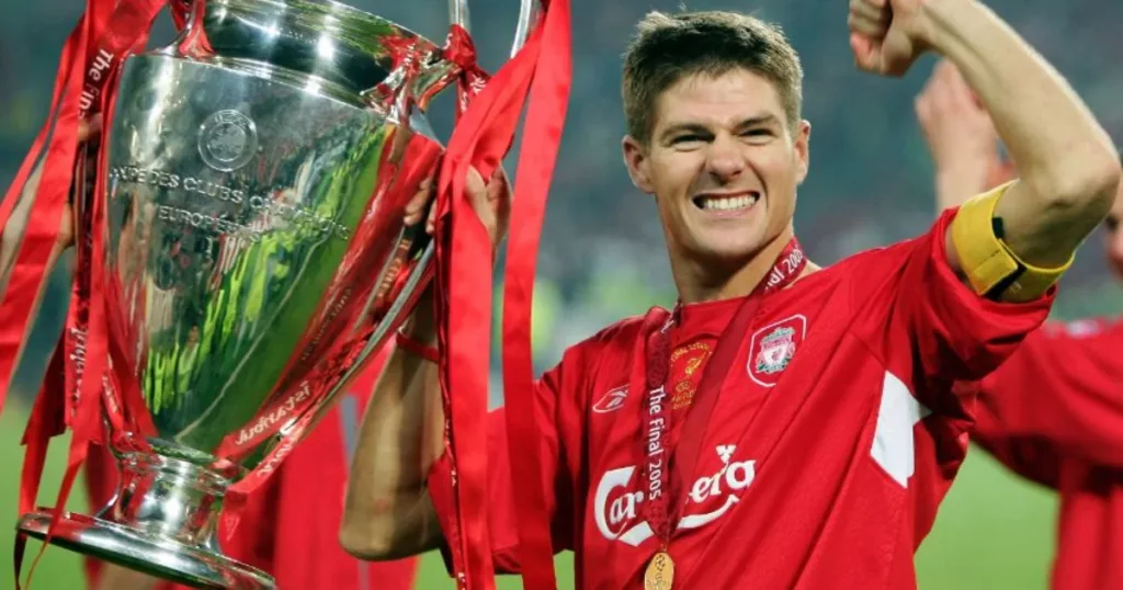 Steven Gerrard during Liverpool's UCL win in 2005
(Credits: Getty)