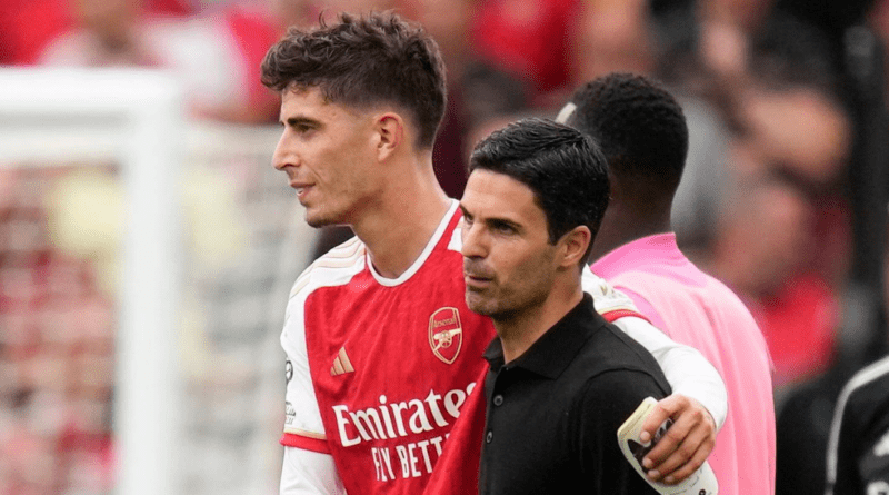 Kai Havertz and Mikel Arteta having a laugh