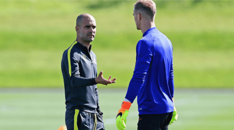 Pep Guardiola and Joe Hart