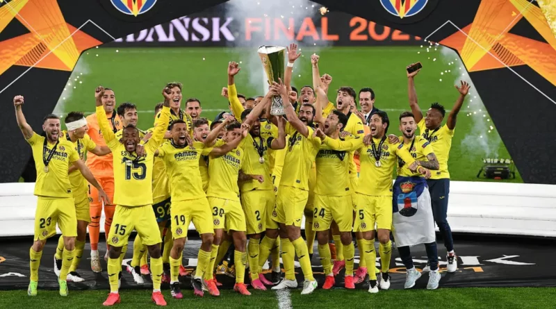 Villarreal CF with Europa League trophy