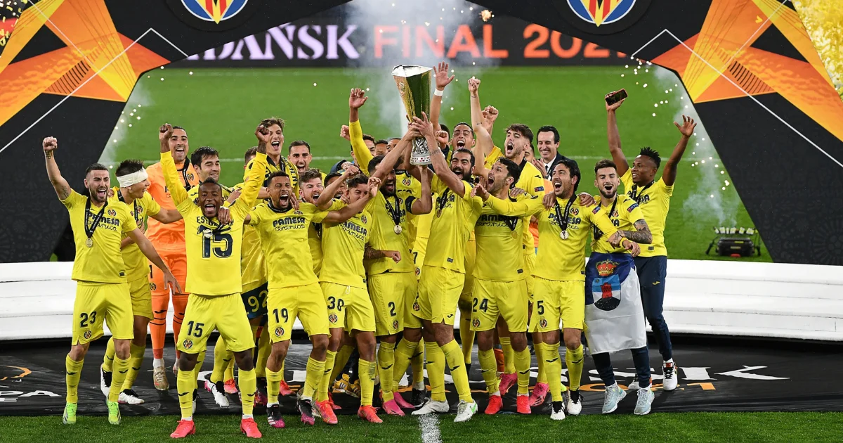 Villarreal CF with Europa League trophy
