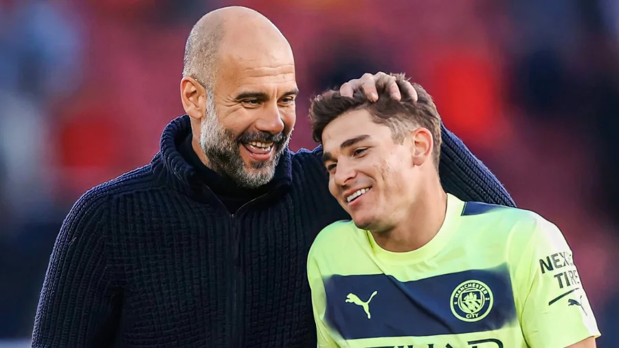 Julian Alvarez approaches Manchester City boss Pep Guardiola to participate in Paris Olympics sighting THIS reason