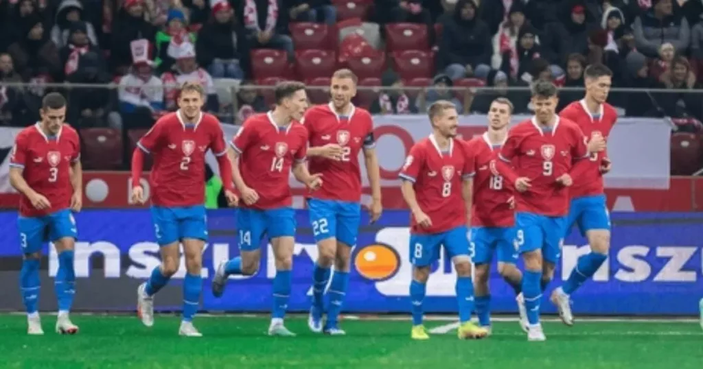 Czech Republic players celebrate a goal at UEFA Euro 2024