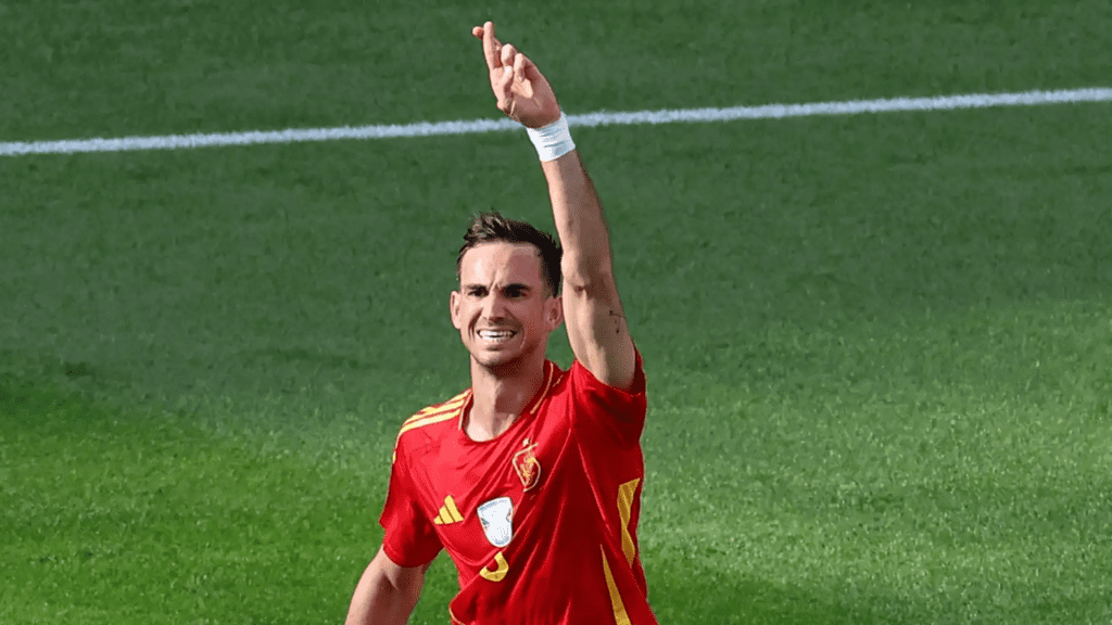 Ruiz celebrates after scoring for Spain