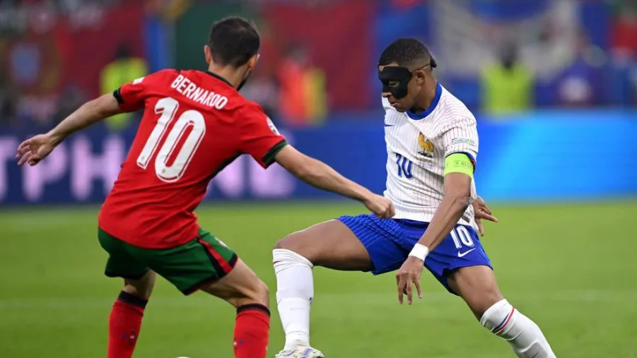 Kylian Mbappe in action for France