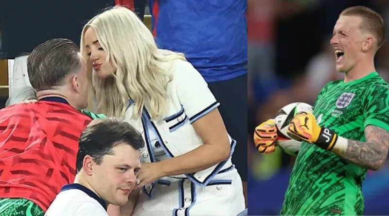 Jordan Pickford shared an intimate moment with his wife after the EURO 2024 semi-final win