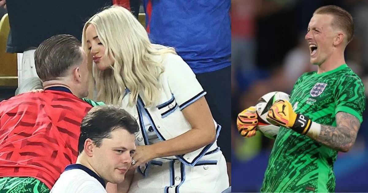 Jordan Pickford shared an intimate moment with his wife after the EURO 2024 semi-final win