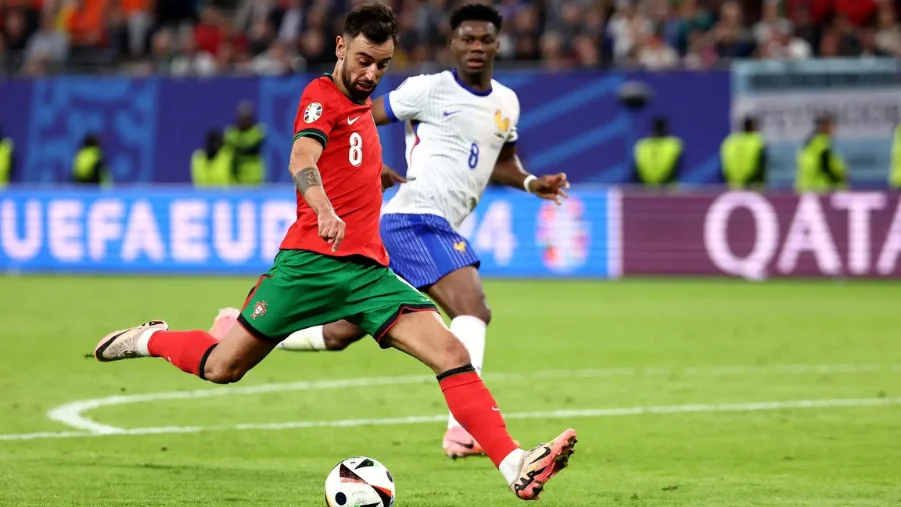 Bruno Fernandes in action for Portugal