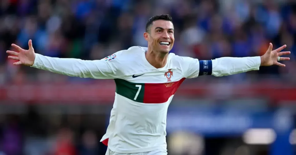 Cristiano Ronaldo celebrates a goal for Portugal