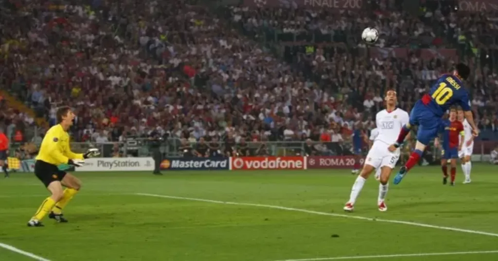 Lionel Messi's header vs Man United in the 2009 UCL