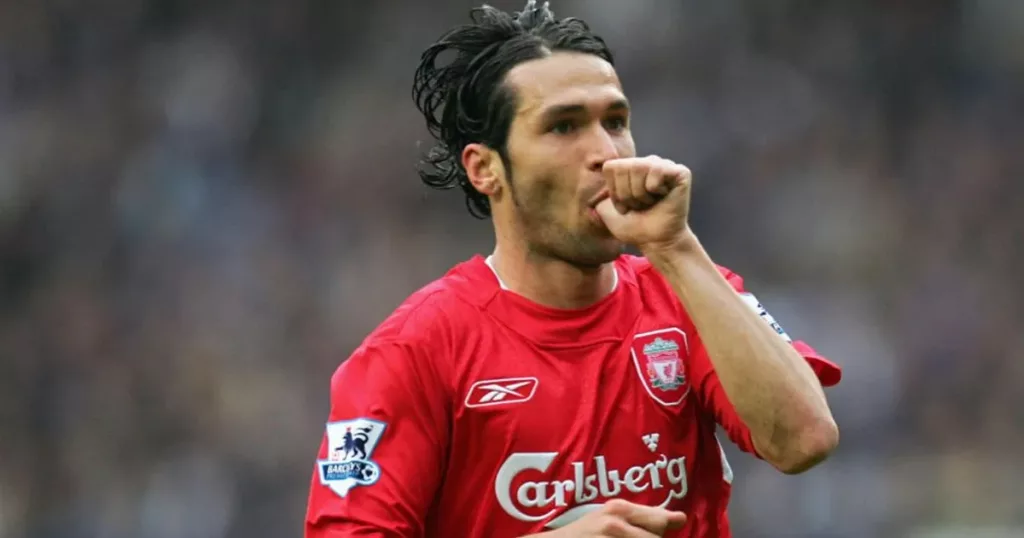 Luis García celebrates his goal against Anderlecht