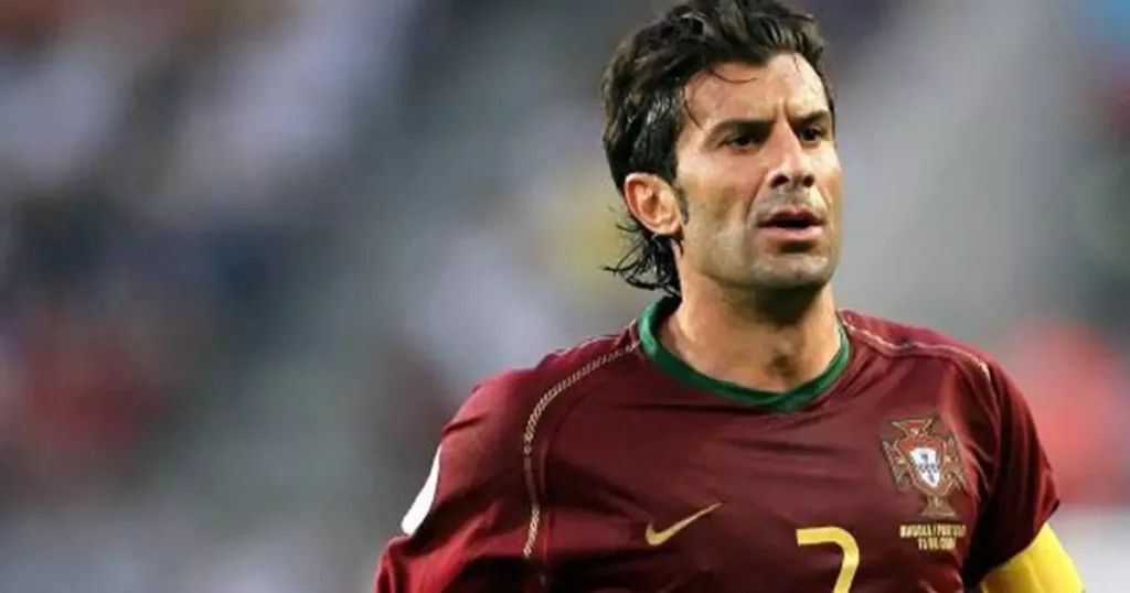 Luis Figo featuring for Portugal