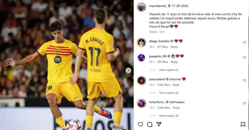 Barcelona star Marc Bernal reacts after win against Valencia