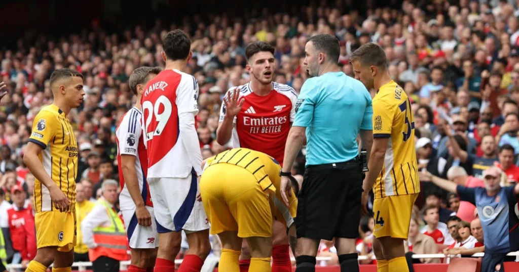 Declan Rice shown a red card vs Brighton