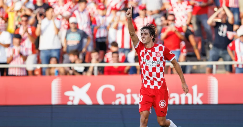 Bryan Gil celebrating a goal for Girona