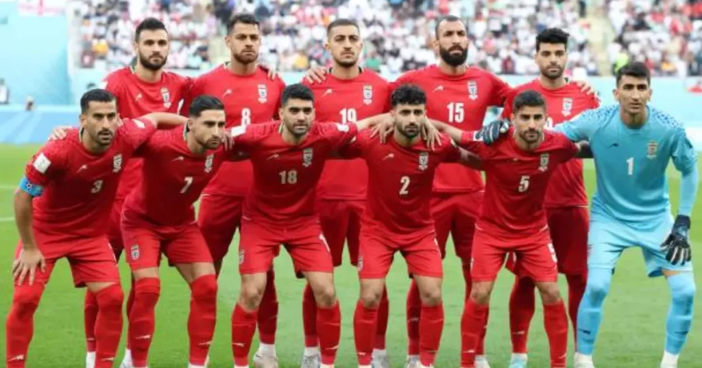 Iran national football team posing for group photographs 