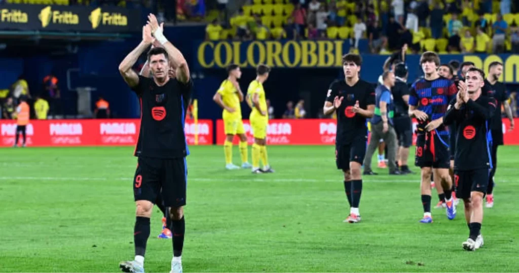 Barca players celebrating 