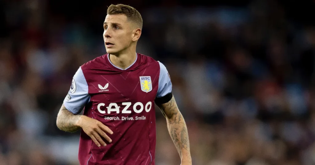 Lucas Digne (Image Credit: X / @AVFCOfficial)