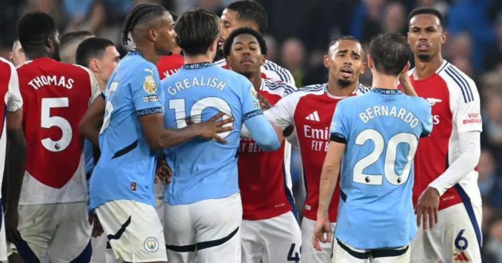 Man City players against Arsenal