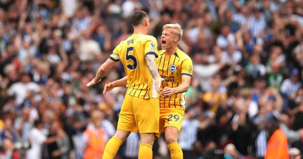 Brighton Players celebrating their goal