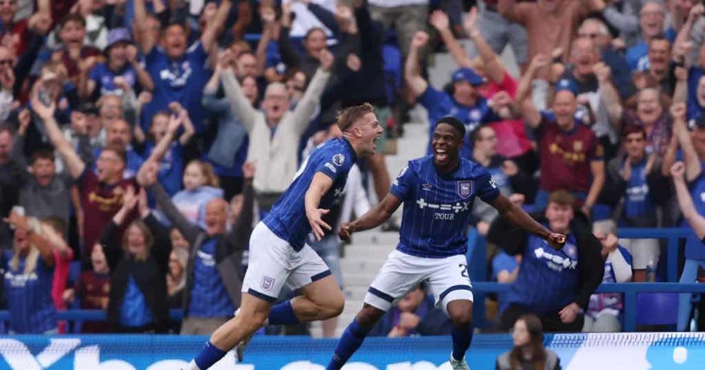 Ipswich Town Players celebrating their goal