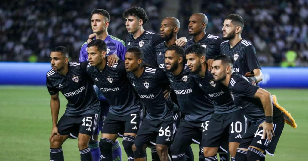 Qarabag FK players pose for a team photo 