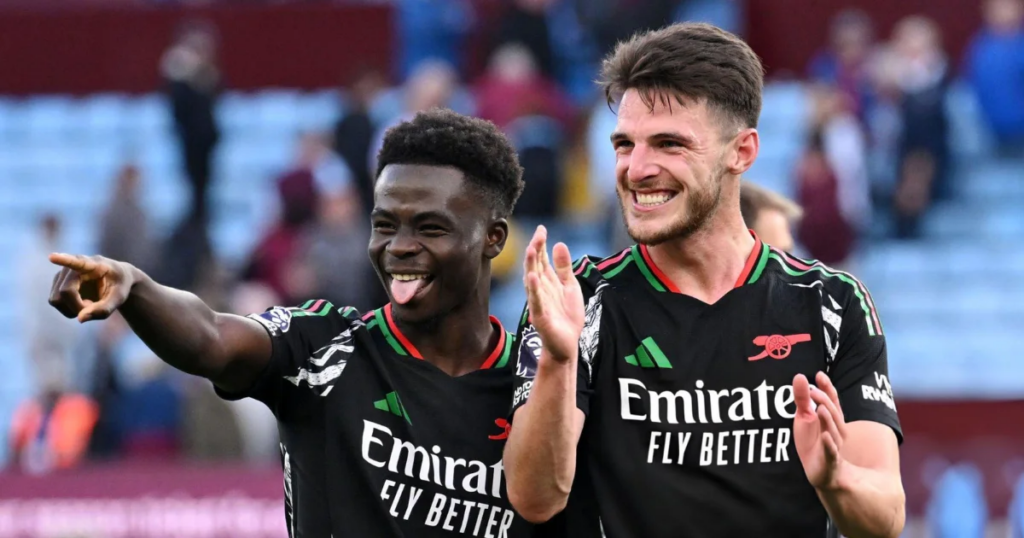 Bukayo Saka with Declan Rice (Source: Getty Images)