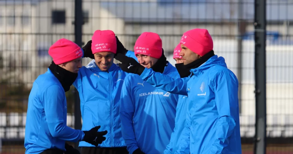 Iceland players during their training session