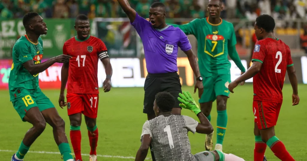 Brighton Munthali received a red card against Senegal