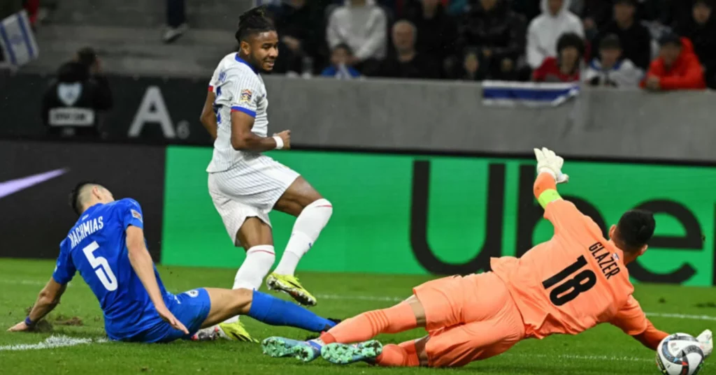 Nkunku scores France's second goal against Israel