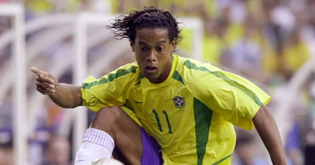 Ronaldinho during a match at the 2002 World Cup.