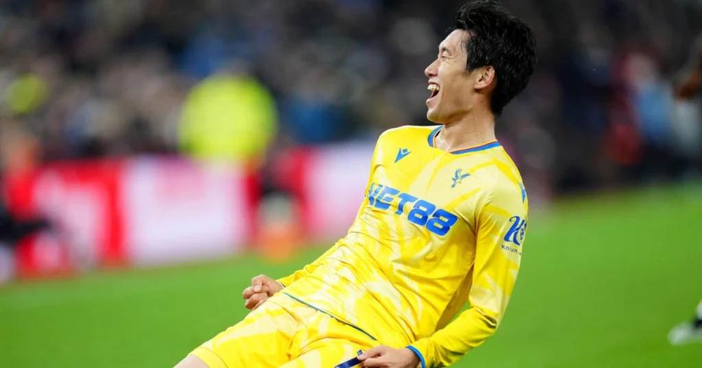 Daichi Kamada celebrates his goal against Aston Villa in EFL Carabao Cup