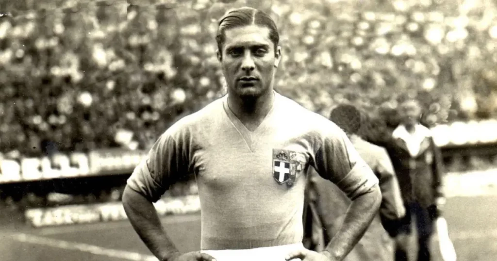 Giuseppe Meazza posing for a photo