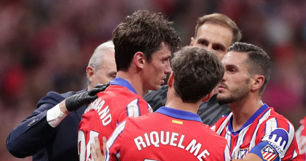 Robin Le Normand (L) of Atletico de Madrid 