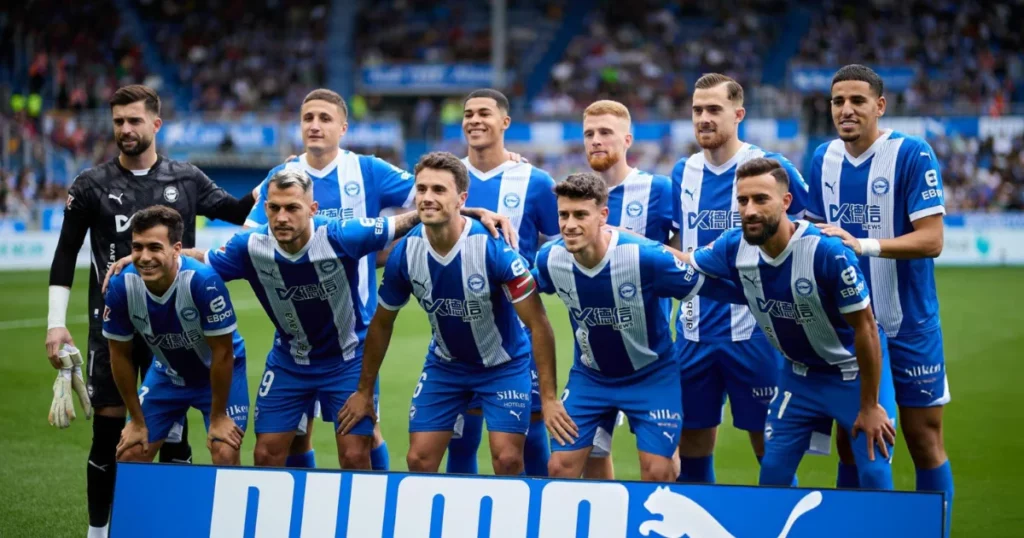 Alaves players at the start of the game